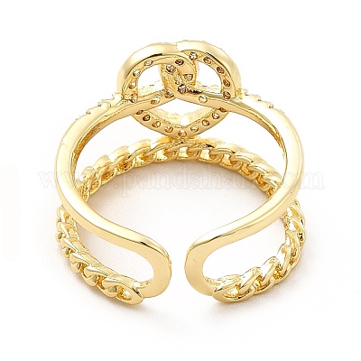 Прозрачное кольцо-манжета в форме сердца с узлом кубического циркония KK-H439-26G-1