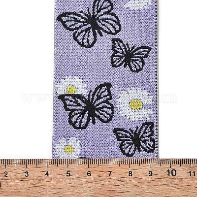 5 м нейлоновые жаккардовые резинки с цветами и бабочками&nbsp;OCOR-XCP0002-44-1