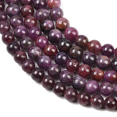 Pietra preziosa naturale perle tonde rubino fili&nbsp;G-O017-6mm-06-1