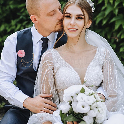 Полиэстер цветок розы лацкан булавка задняя часть&nbsp;JEWB-FH0002-09A-1