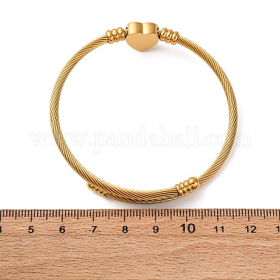 Браслет-манжета из нержавеющей стали 304 с бусинами в форме сердца&nbsp;LS-BJEW-K280-02G-1