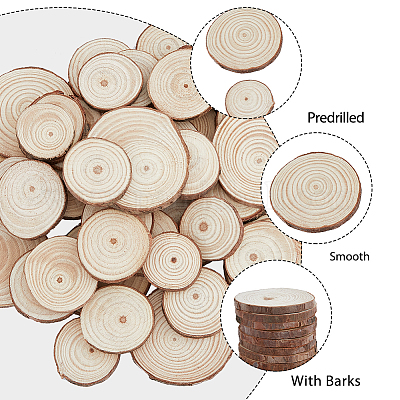 50pcs Wooden Slices DIY Christmas Ornaments Unfinished Predrilled