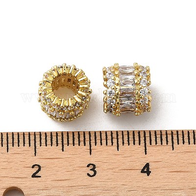 Rack-Plattierung Messing Micro Pave Kubisch Zirkonia European Beads&nbsp;KK-K377-10G-1