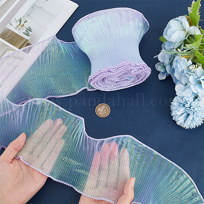 10 ярд ленты цвета русалки из полиэстера со складками и кружевной отделкой&nbsp;DIY-WH0419-43D-1