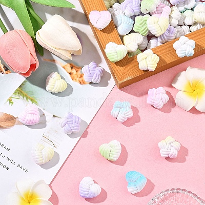 60 шт. 2 вида непрозрачных акриловых бусин с напылением&nbsp;OACR-YW0004-17-1