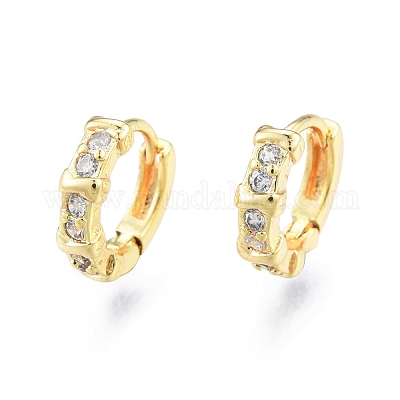 Прямоугольные серьги-кольца из прозрачного кубического циркония EJEW-C048-05G-1