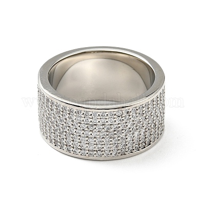 Кольцо на палец с широкой полосой в форме сердца из кубического циркония RJEW-C027-01P-1