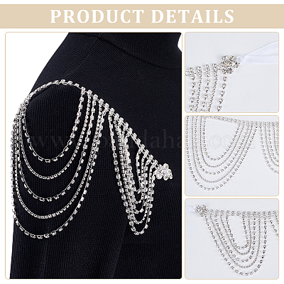 1 шт. полиэстер и стразы сексуальный плечевой бюстгальтер цепочка для тела&nbsp;AJEW-WR0002-65-1