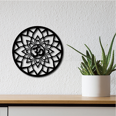 Wholesale CREATCABIN Om Aum Lotus Wooden Wall Decor Laser Cut Wood