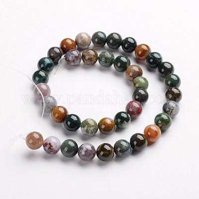 Круглые натуральные индийские агат драгоценный камень шарик нити G-J333-07-10mm-1