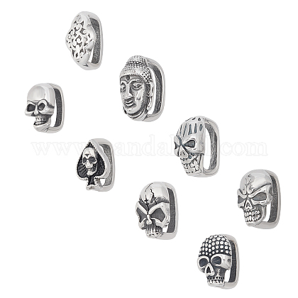 Unicraftale 8Pcs 8 Style 304 Stainless Steel Slide Charms STAS-UN0021-02-1