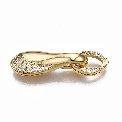 Messing Micro Pave klare Zirkonia ineinandergreifende Verschlüsse KK-T063-63G-NF-1