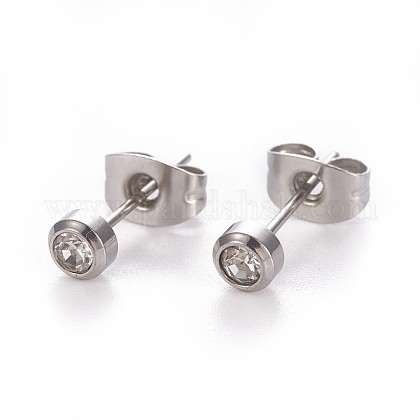 304 Stainless Steel Rhinestone Stud Earrings X-EJEW-F227-02P-A-1