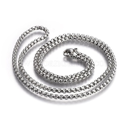 304 Stainless Steel Box Chain Necklaces NJEW-O110-05I-P-1