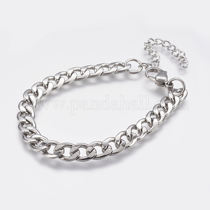 Men's 304 Stainless Steel Curb Chain Bracelets,...