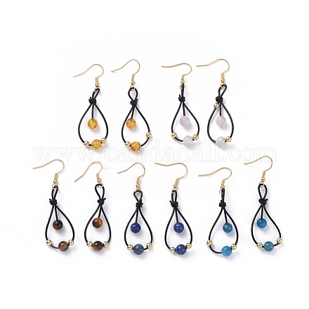Natural Gemstone Beads Dangle Earrings EJEW-JE03950-1