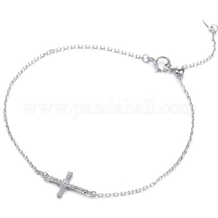 Bracelet à maillons croix zircone cubique pour adolescente femme BJEW-BB43443-A-1