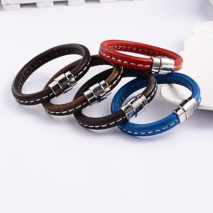 Simple Style Leather Cord Bracelets BJEW-P128-07-1