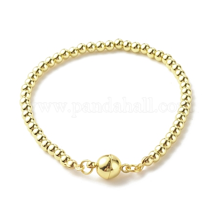 Bracelet en perles rondes en laiton avec fermoir magnétique pour femme BJEW-JB07629-1