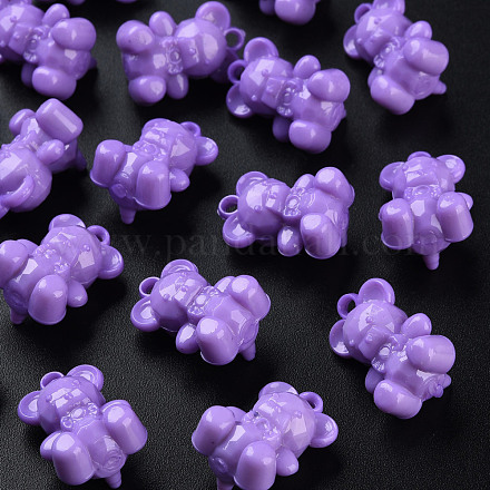 オペークアクリルパーツ  クマ  紫色のメディア  20x13.5x10.5mm  穴：1.4mm  約400個/500g MACR-S373-113-A04-1