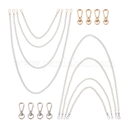 8pcs 8 styles perles rondes acryliques blanches poignées de sac FIND-TA0001-37-1