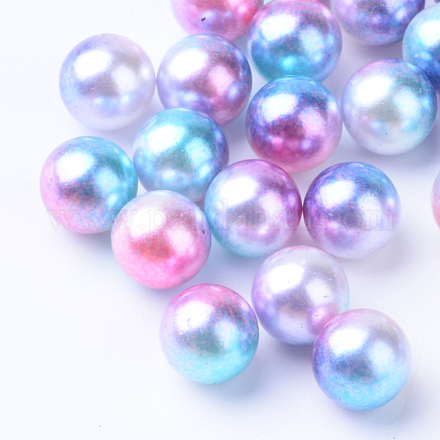 Cuentas de perlas de imitación acrílica arcoiris X-OACR-R065-3mm-01-1