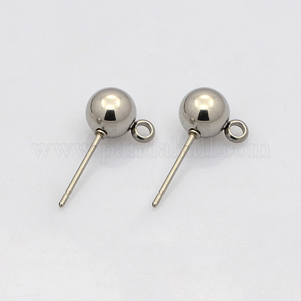 304 Stainless Steel Stud Earring Findings STAS-N019-19-4mm-1