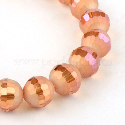 Faceted Round Electroplate Glass Bead Strands EGLA-S130-10mm-01-1