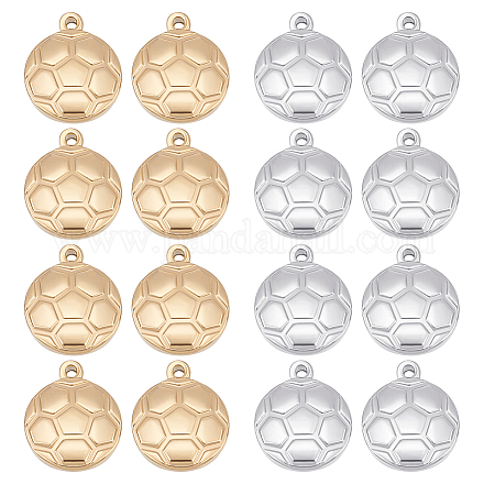UNICRAFTALE 16Pcs 2 Colors 304 Stainless Steel Charms Football Pendant Hole 1mm Soccer Ball Charms Metal Pendant for Braclet Necklace Jewelry Making Golden Stainless Steel Color 15.5x13x3.5mm STAS-UN0039-48-1