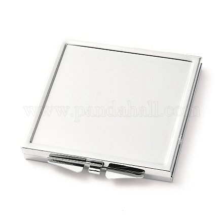 DIYの鉄製の化粧鏡  レジンDIY用  正方形  ステンレス鋼色  6.75x6.05x0.75cm  穴：1.6mm  トレイ：54x54mm DIY-L056-03P-1