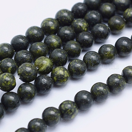 Natürliche Serpentin / grüne Spitze Stein Perlen Stränge G-P345-01-8mm-1
