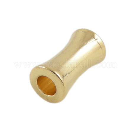 真鍮ビーズ  ゴールドカラー  竹  ニッケルフリー  約6 mm幅  長さ11mm  穴：3mm X-EC192-2NFG-1