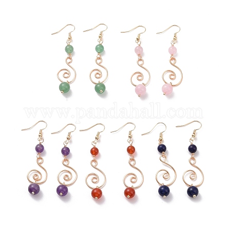 Natural Mixed Stone Dangle Earrings EJEW-JE05095-1