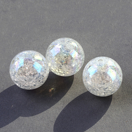 AB Color Transparent Crackle Round Acrylic Beads CACR-S006-12-1
