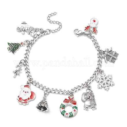Charm-Armband aus Emaille mit Weihnachtsbaum BJEW-TA00252-1