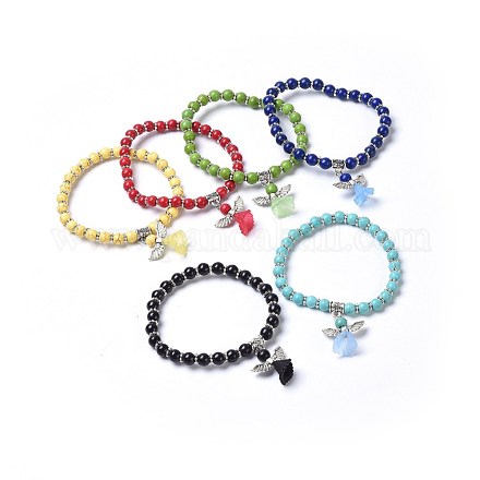 Dyed Synthetic Turquoise(Dyed) Beads Stretch Bracelets BJEW-JB04222-1