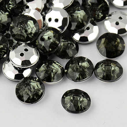 Botones redondos planos del diamante artificial de acrílico de Taiwán de 2-agujero BUTT-F015-18mm-27-1