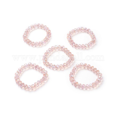 Faceted Glass Abacus Beads Stretch Bracelets BJEW-L632-A02-1