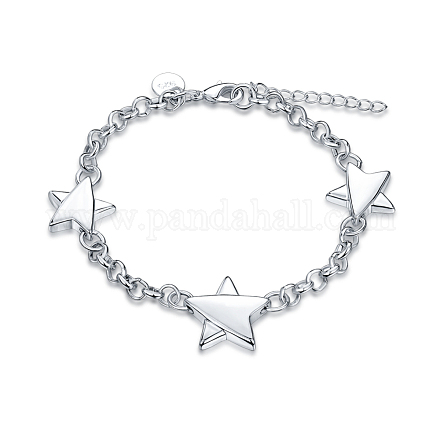 Brass Star Link Bracelets BJEW-BB17060-1