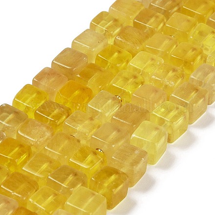 Cuentas de fluorita amarillas naturales hebras G-G053-B07-01-1