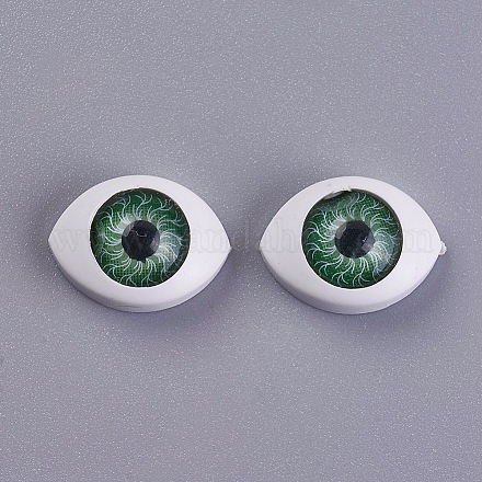 クラフトプラスチック人形の眼球  ハロウィンホラー小道具  グリーン  10.5x14x6mm DIY-WH0057-A02-1