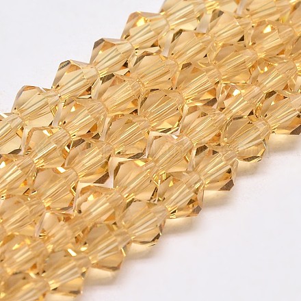 Chapelets de perles en verre bicone d'imitation de cristal autrichien GLAA-F029-4x4mm-18-1