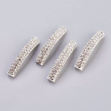 Perline tubolari con strass mediorientali in lega placcata color argento X-ALRI-H264-S-1