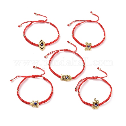 Bracelets ajustables en perles tressées en nylon BJEW-JB09057-1