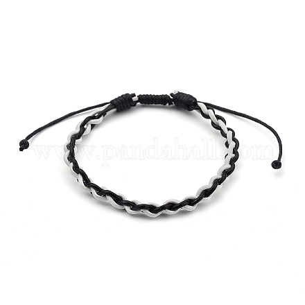 Bracelets de cordons en cuir de vachette tressés réglables unisexes BJEW-JB05393-03-1