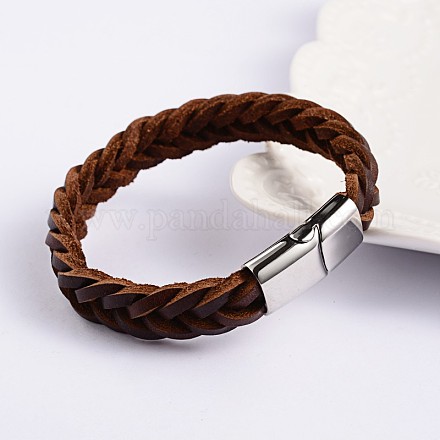 Trendy Leather Braided Cord Bracelets BJEW-P128-05A-1