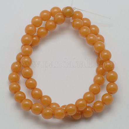 Imitation Amber Resin Round Bead Strands for Buddhist Jewelry Making RESI-E006-03-6mm-1