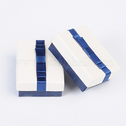 Rectangle Bowknot Ribbon Cardboard Jewelry Ring Boxes with Velvet CBOX-N005-02-1