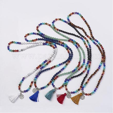 Pierres fines naturelles colliers de perles NJEW-F147-B-1