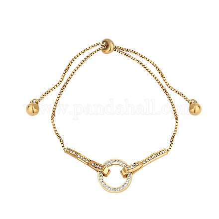 Schiebearmband mit kubischen Zirkonia-Ringgliedern und Kastenketten aus Edelstahl OU1431-3-1